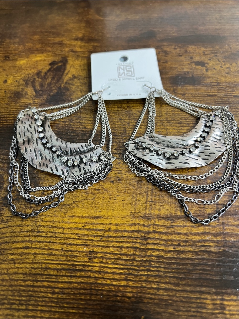 Silver-Tone Multi-Chain Statement Earrings